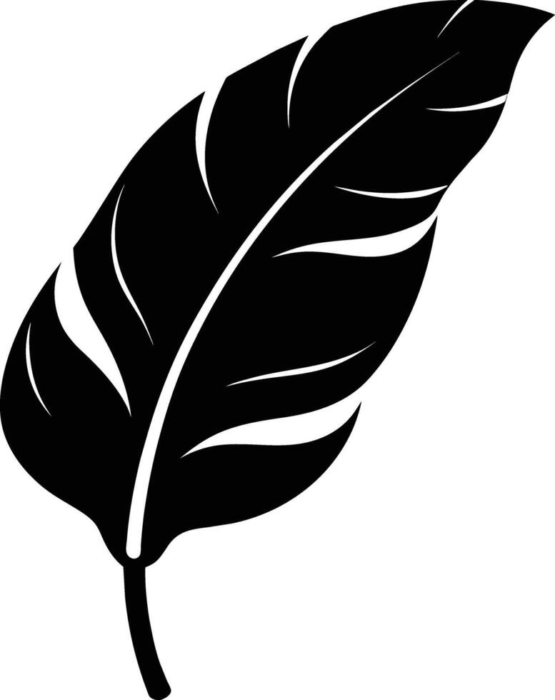 A black and white silhouette of a Banana leaf vector