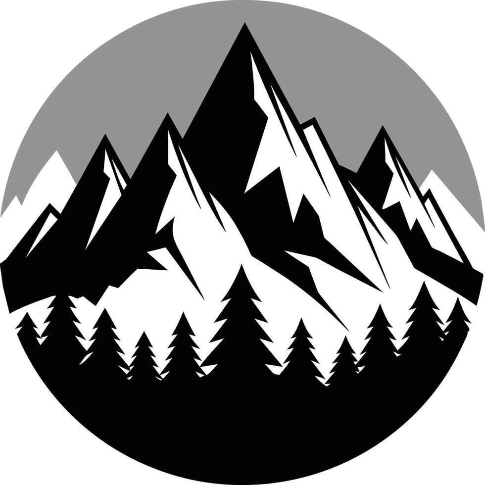 mountain silhouette black and white design vector