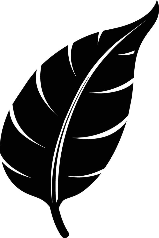 A black and white silhouette of a Banana leaf vector