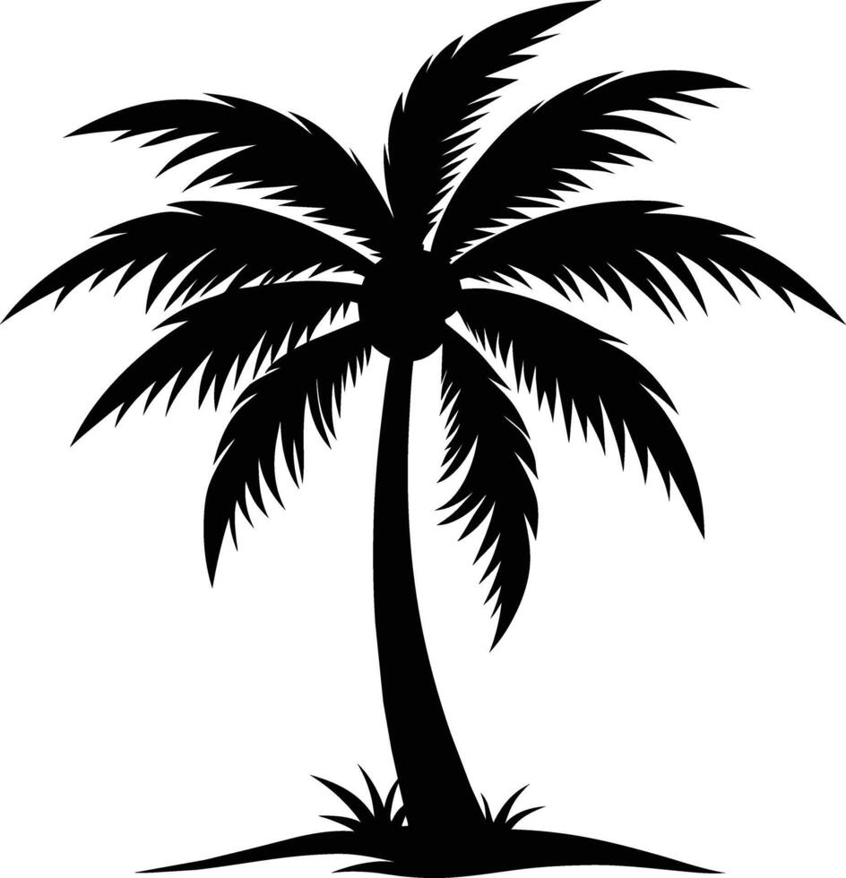 palm tree silhouette on white background vector