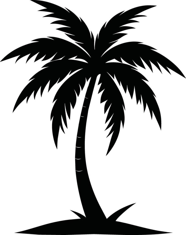 palm tree silhouette on white background vector