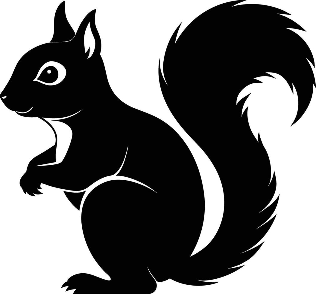 squirrel silhouette on white background vector