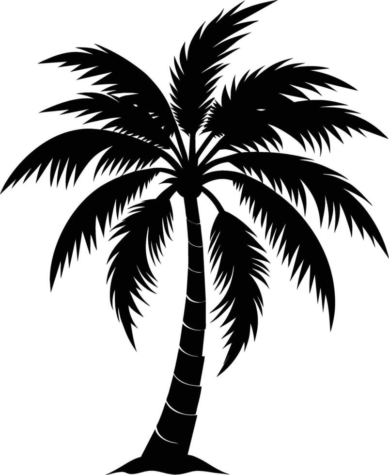 palm tree silhouette on white background vector