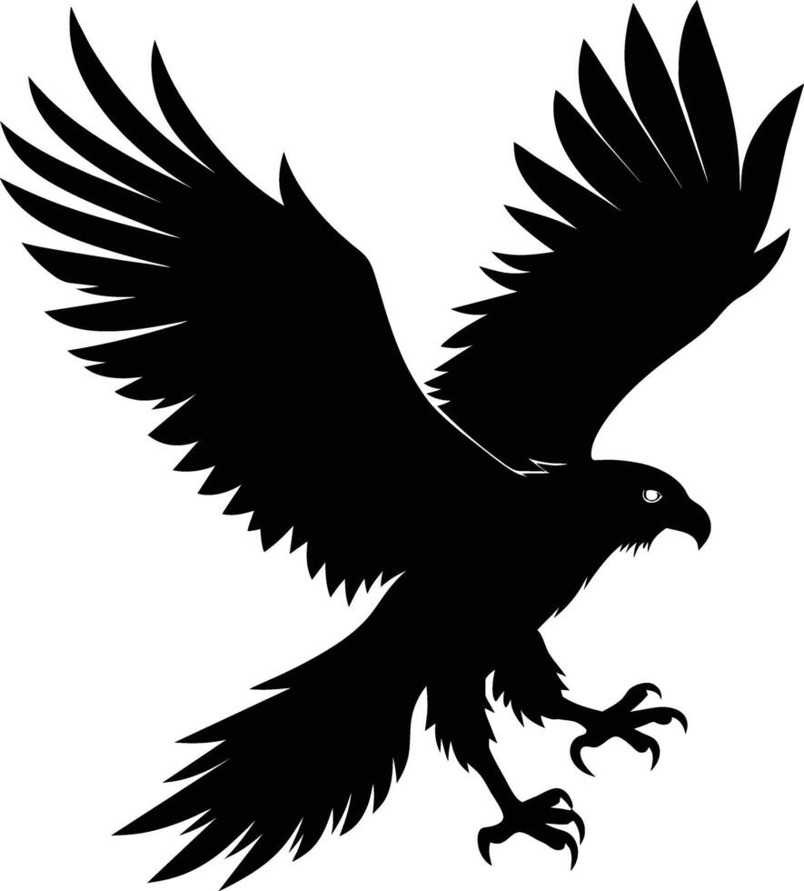 a black and white silhouette of an eagle vector