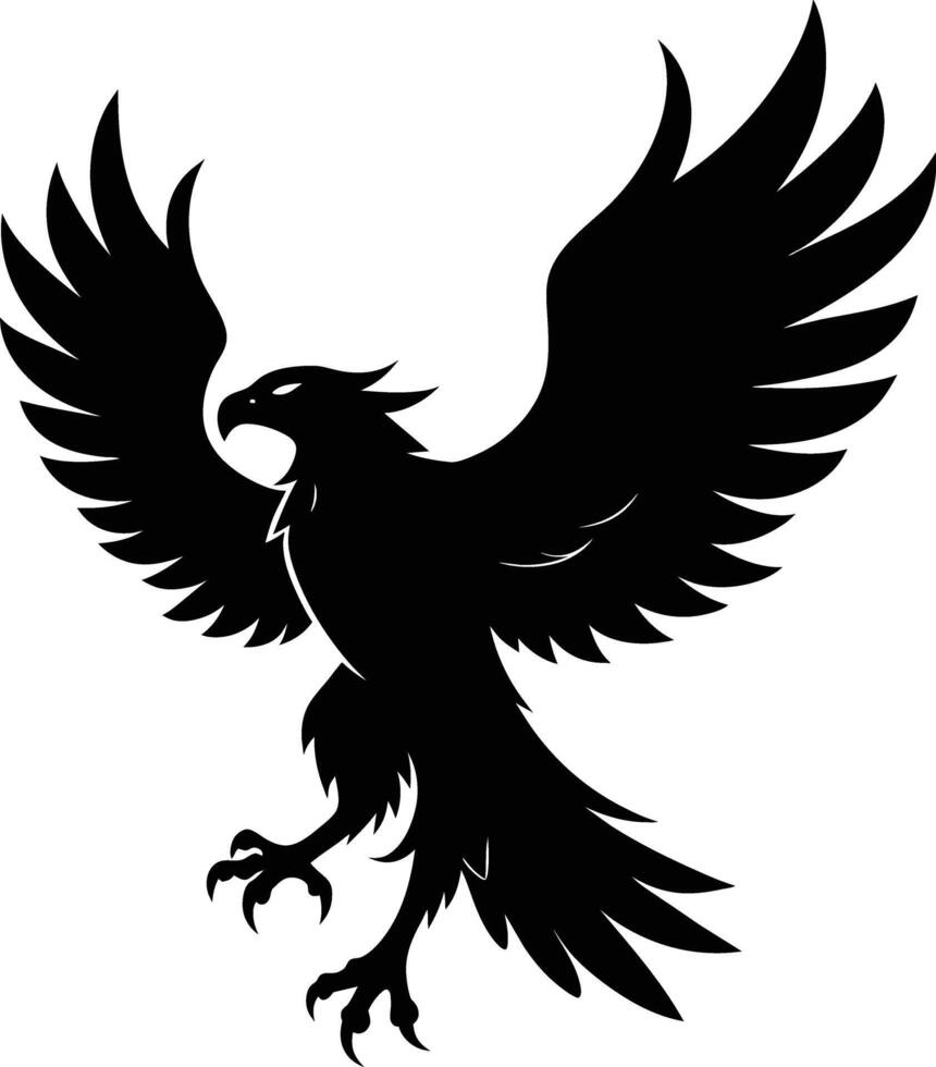 a black and white silhouette of an eagle vector