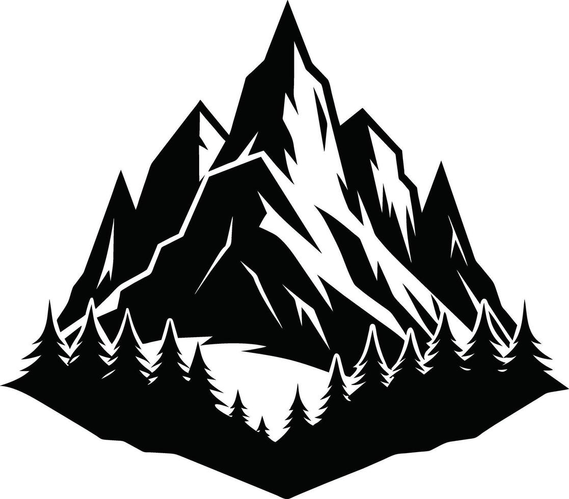 mountain silhouette black and white design vector