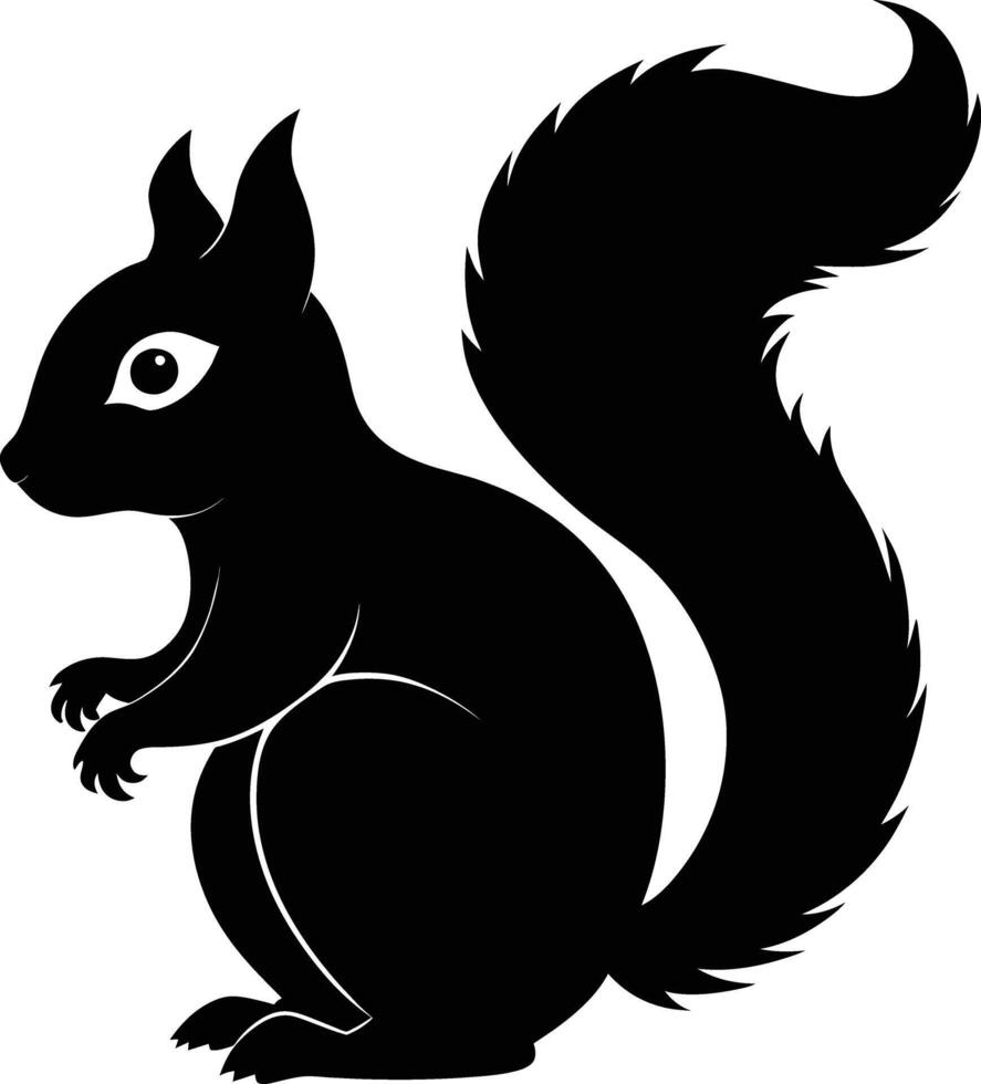 squirrel silhouette on white background vector