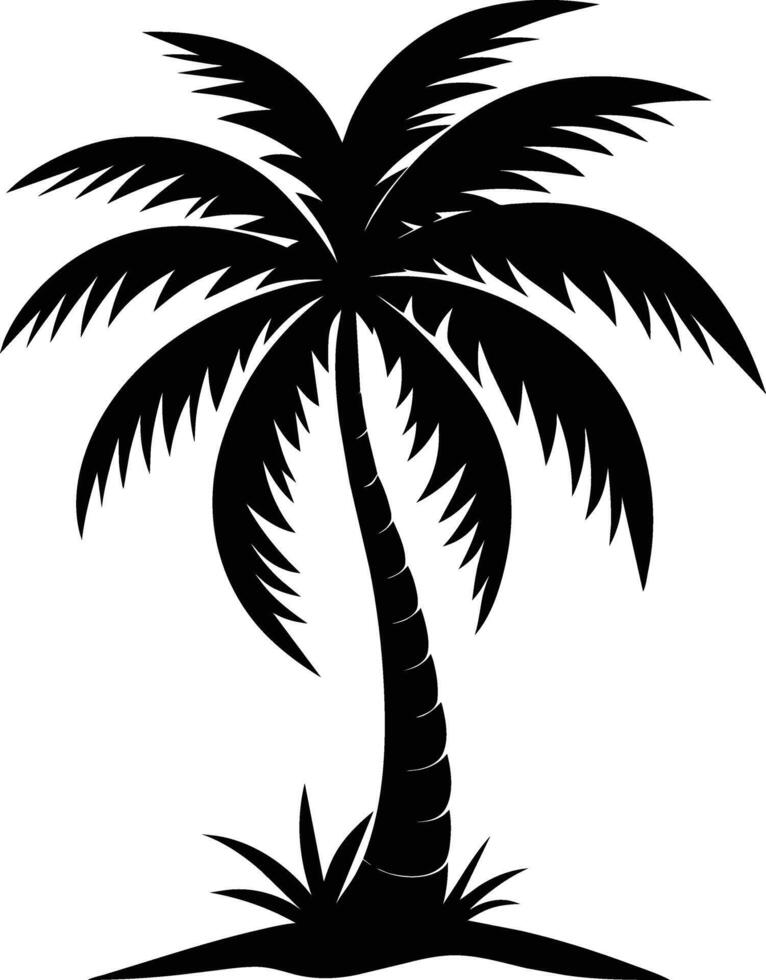 silueta de palmera sobre fondo blanco vector