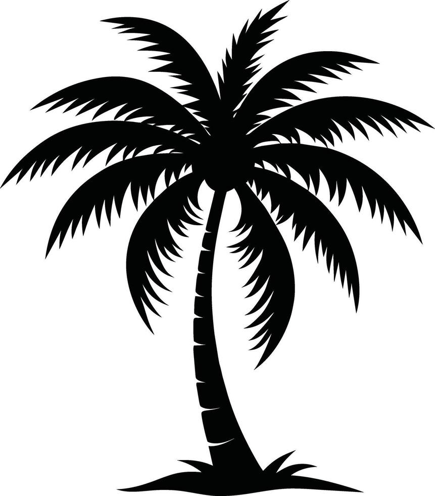 palm tree silhouette on white background vector