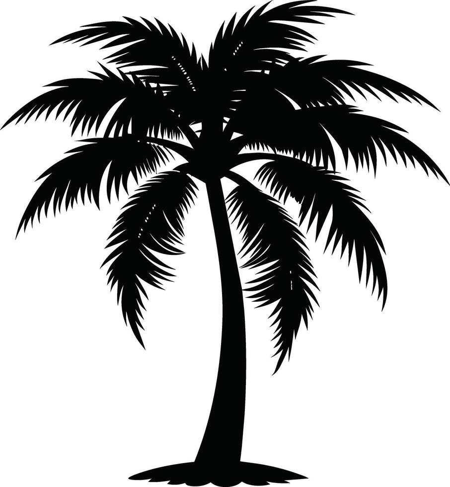 palm tree silhouette on white background vector