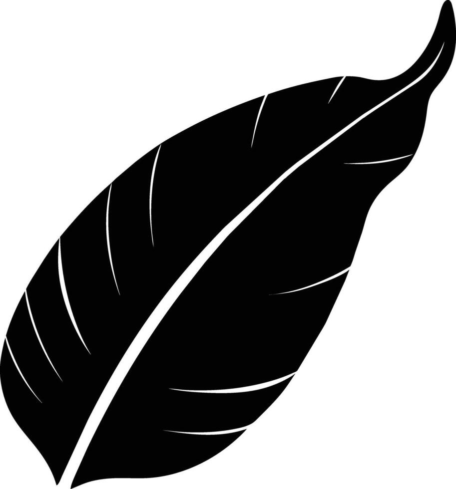 A black and white silhouette of a Banana leaf vector