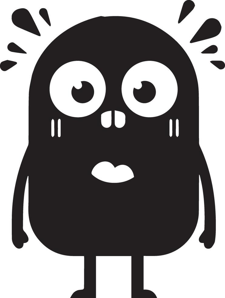 minimal Funny cartoon Character silhouette, silhouette, black color, white background 32 vector