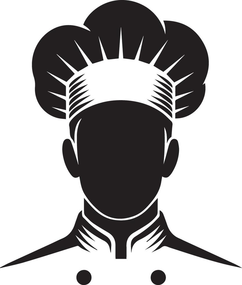 mínimo cocinero uniforme y cara silueta, silueta, negro color, blanco antecedentes 4 4 vector