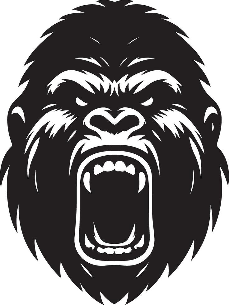 angry Gorilla howling face logo silhouette , black color silhouette 18 vector