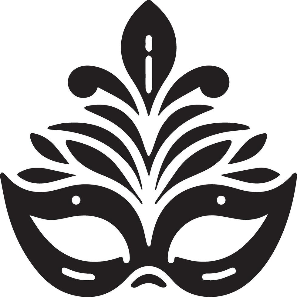 Minimal Carnival mask icon silhouette, white background, fill with black vector