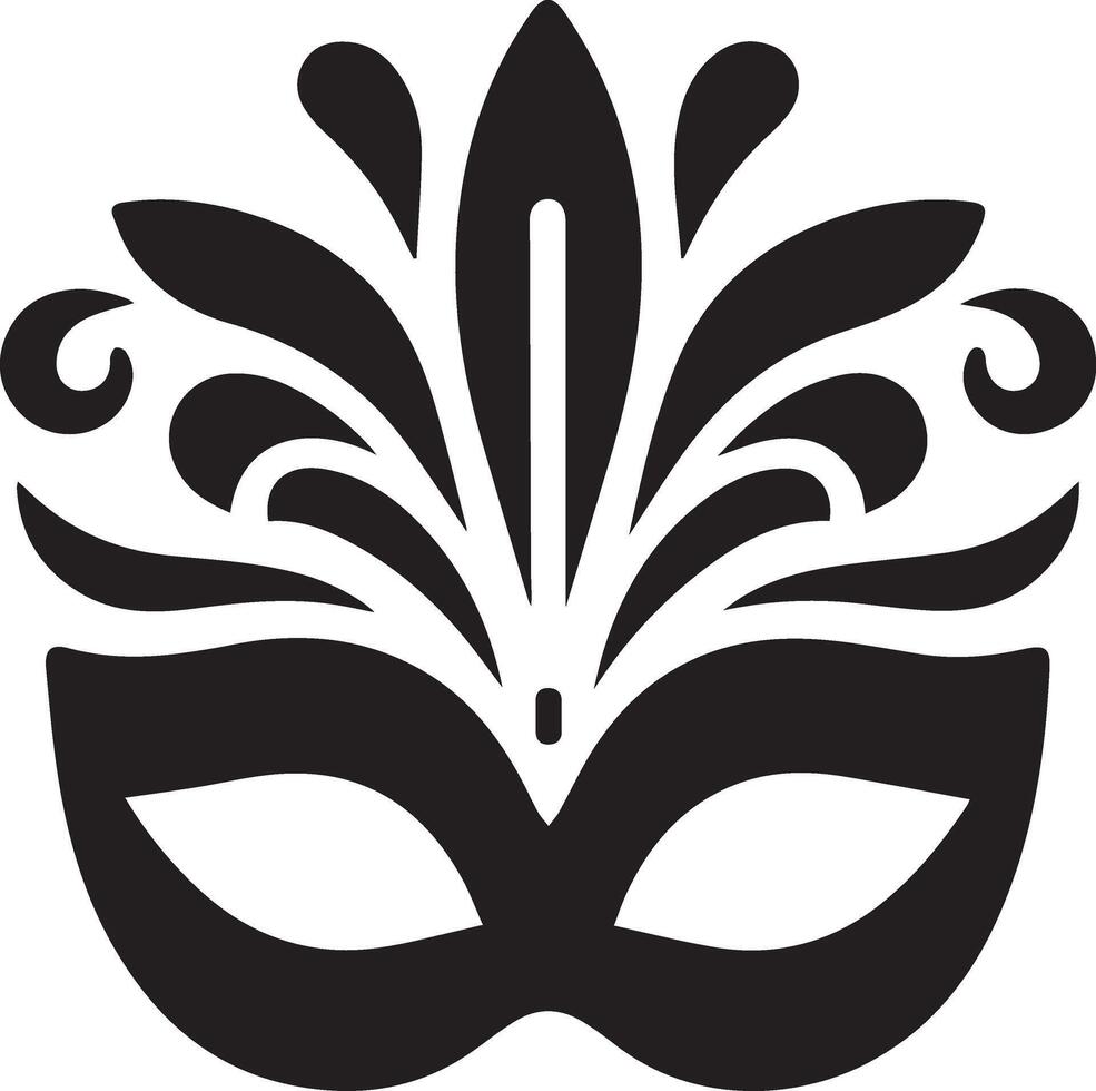 Minimal Carnival mask icon silhouette, white background, fill with black vector