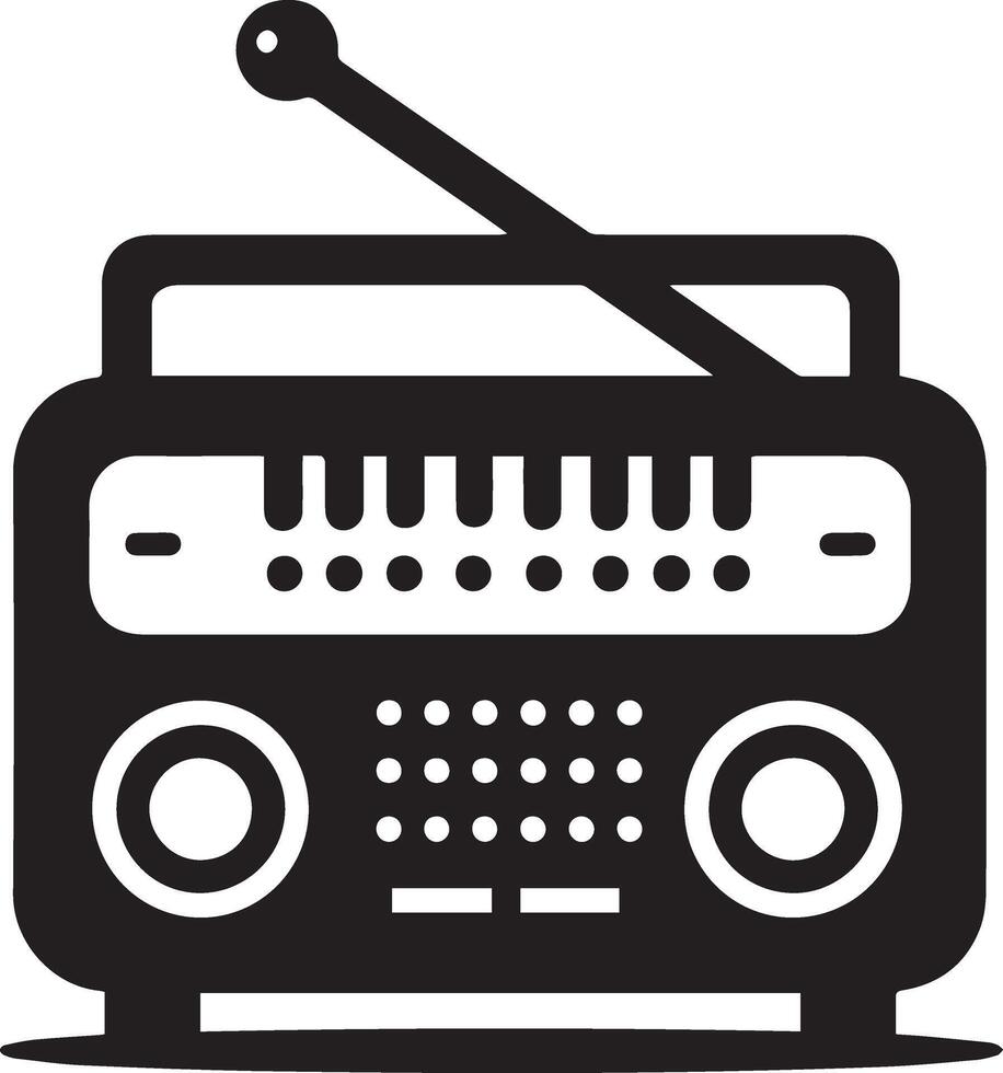 Minimal Radio Icon silhouette black color 13 vector