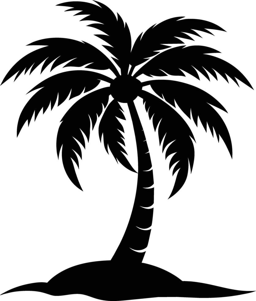 palm tree silhouette on white background vector