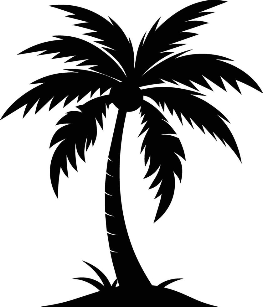 palm tree silhouette on white background vector