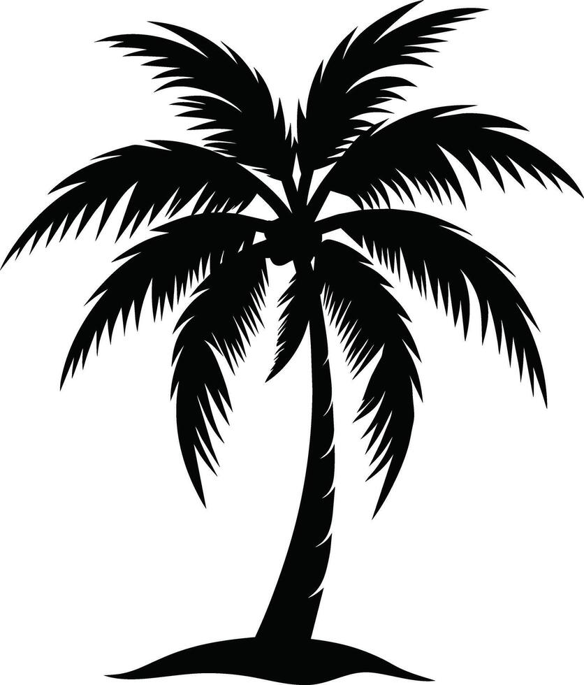 palm tree silhouette on white background vector