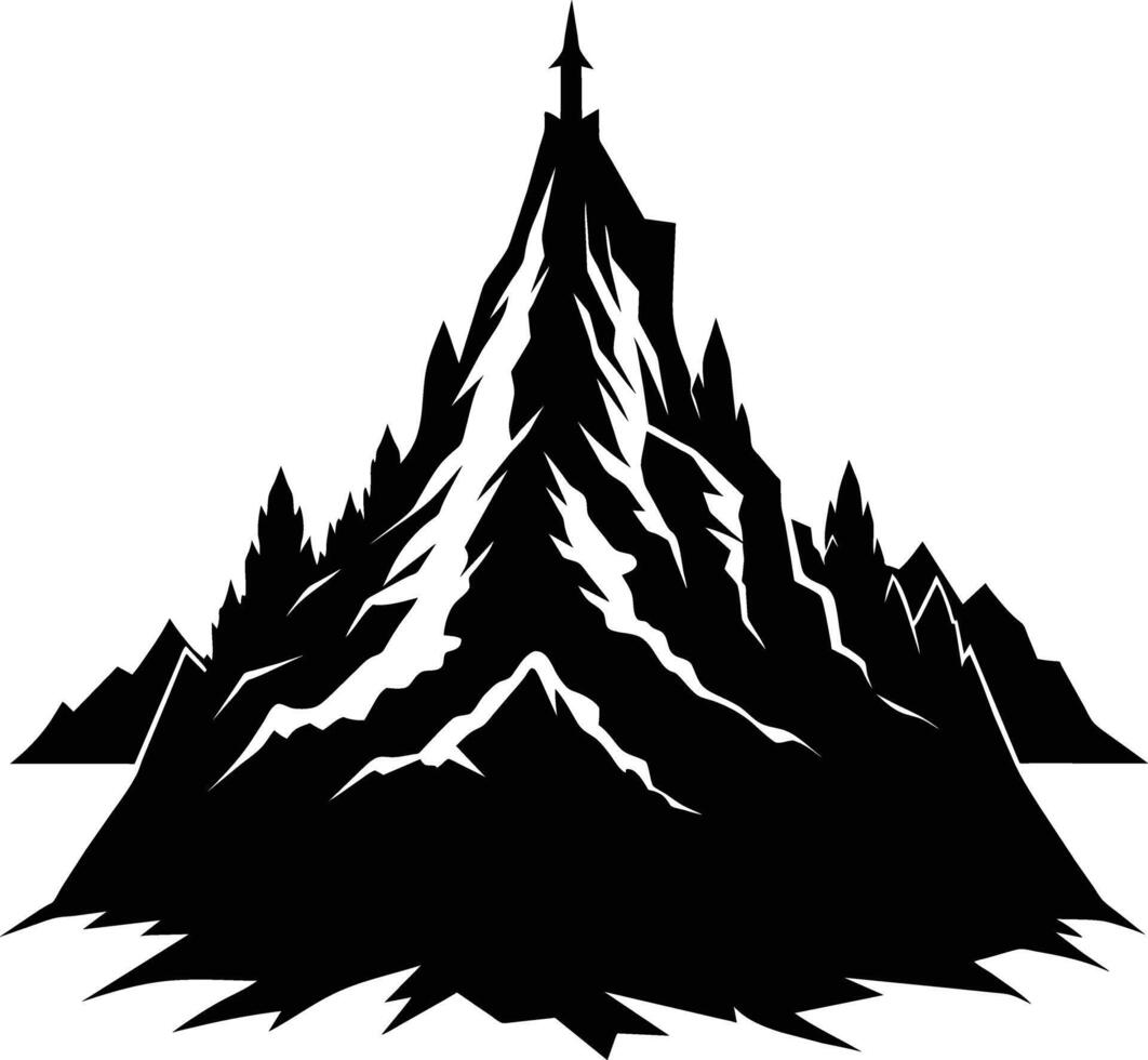 mountain silhouette black and white design vector