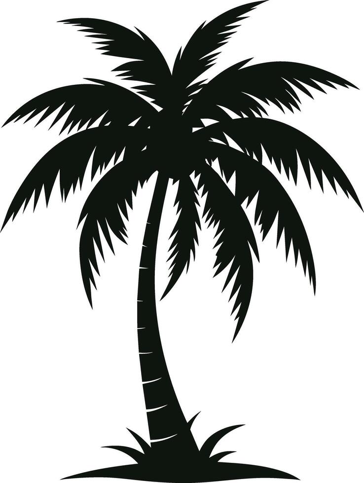 palm tree silhouette on white background vector