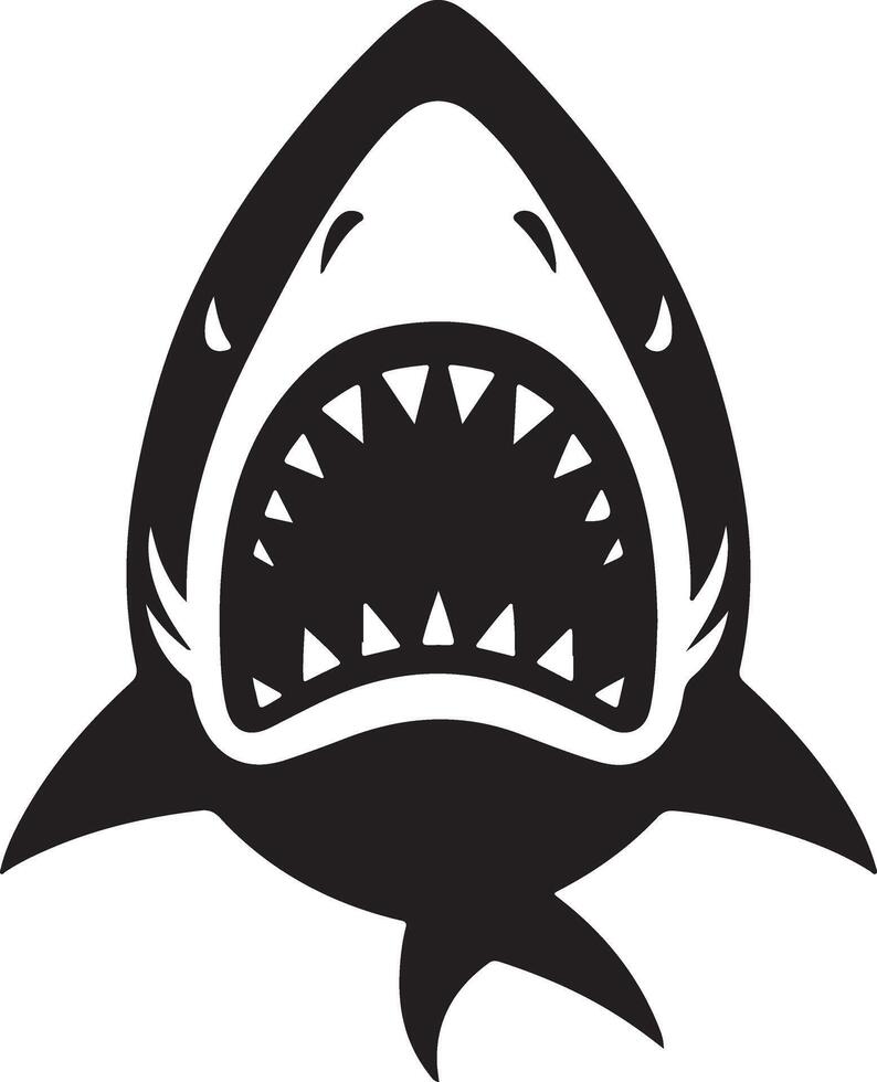 a minimal angry shark flat illustration silhouette, black color silhouette 5 vector