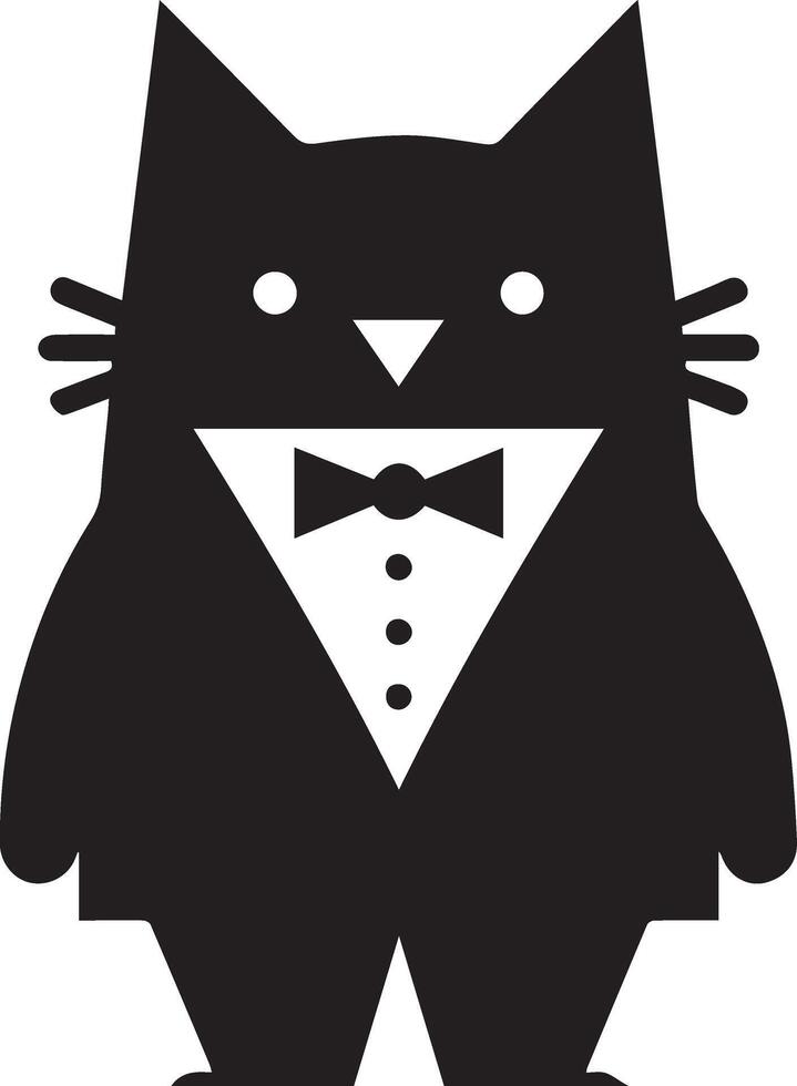 Minimal Funny Character, Mr. cat, silhouette, black color silhouette, white background 10 vector