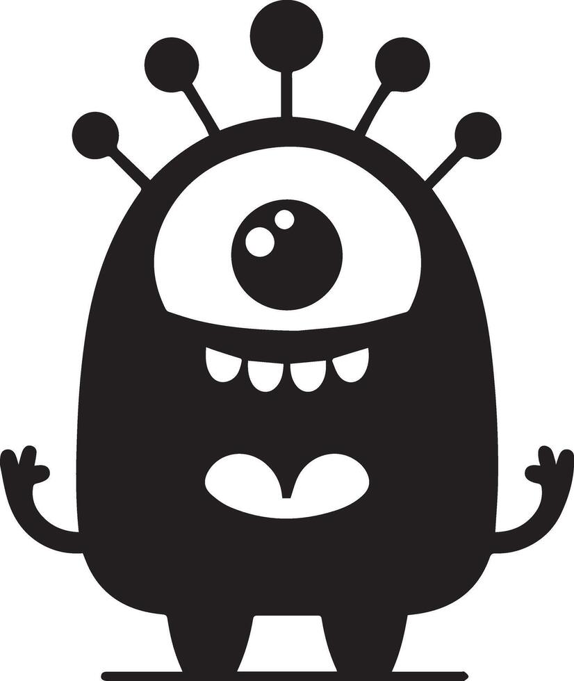 minimal carton funny monster Doodle character, silhouette, black color silhouette 7 vector