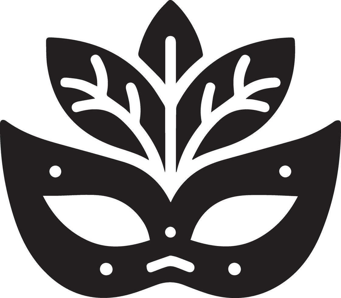 Minimal Carnival mask icon silhouette, white background, fill with black vector