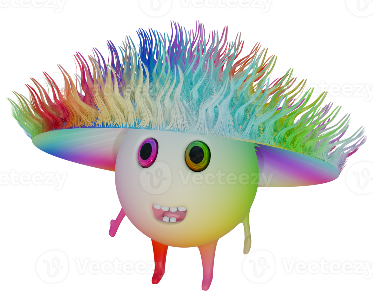 3D personage male in hat colorful blue red png