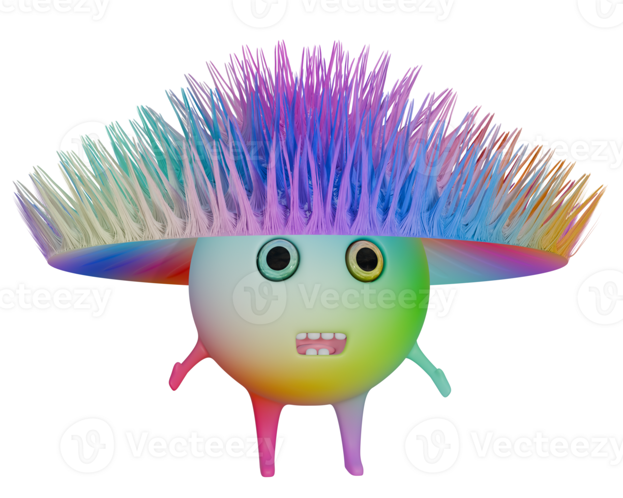 3D personage in hat male colorful blue pink png