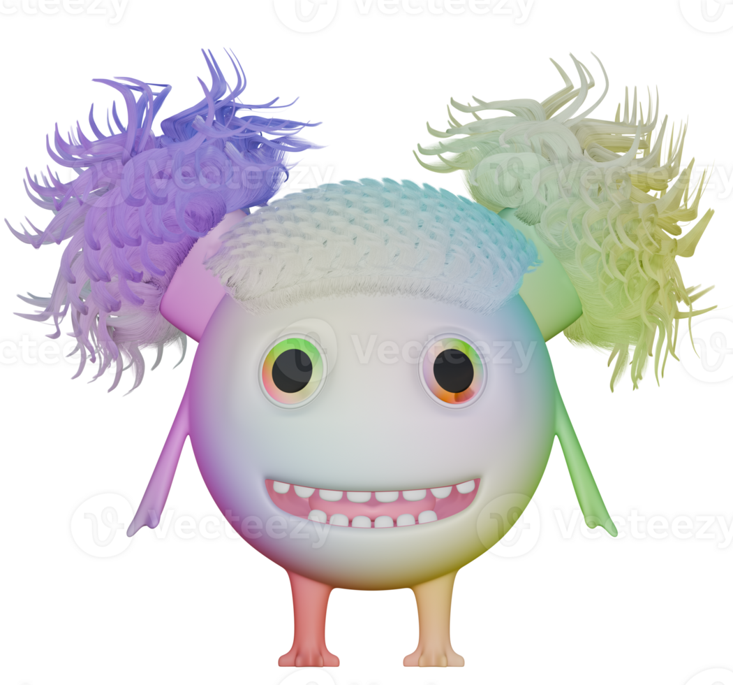 3d personage female happy colorful yellow blue png