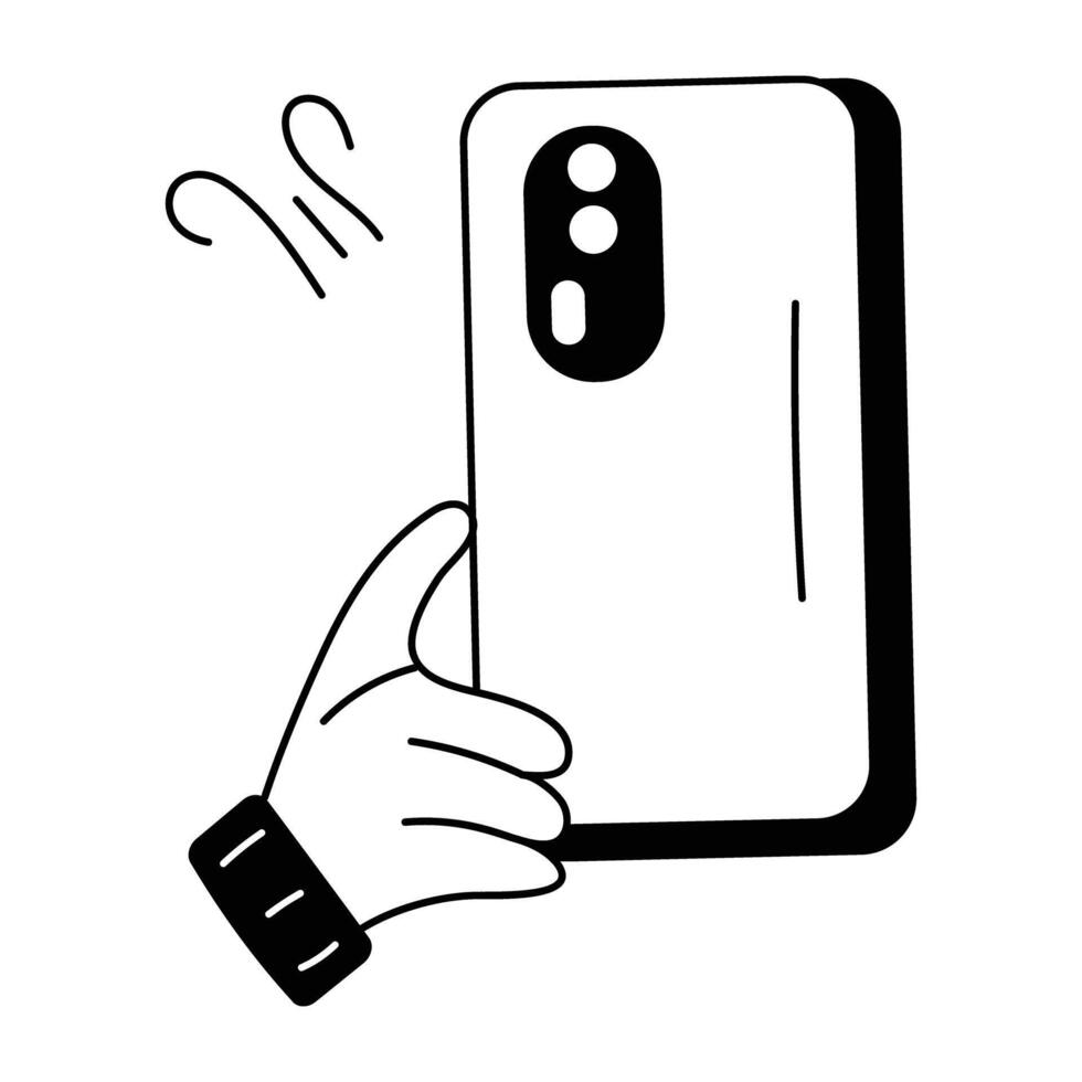 Trendy Holding Mobile vector