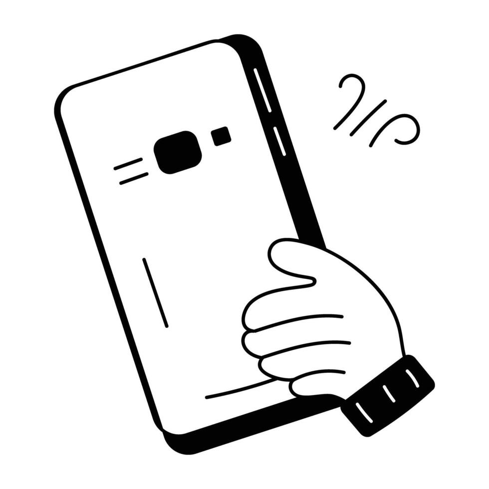 Trendy Holding Smartphone vector