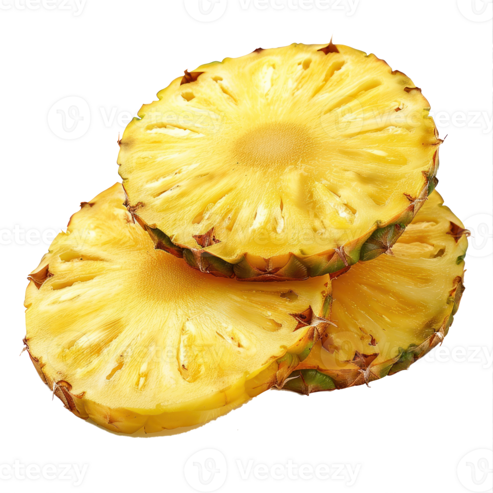 pineapple slices isolated on transparent background, png