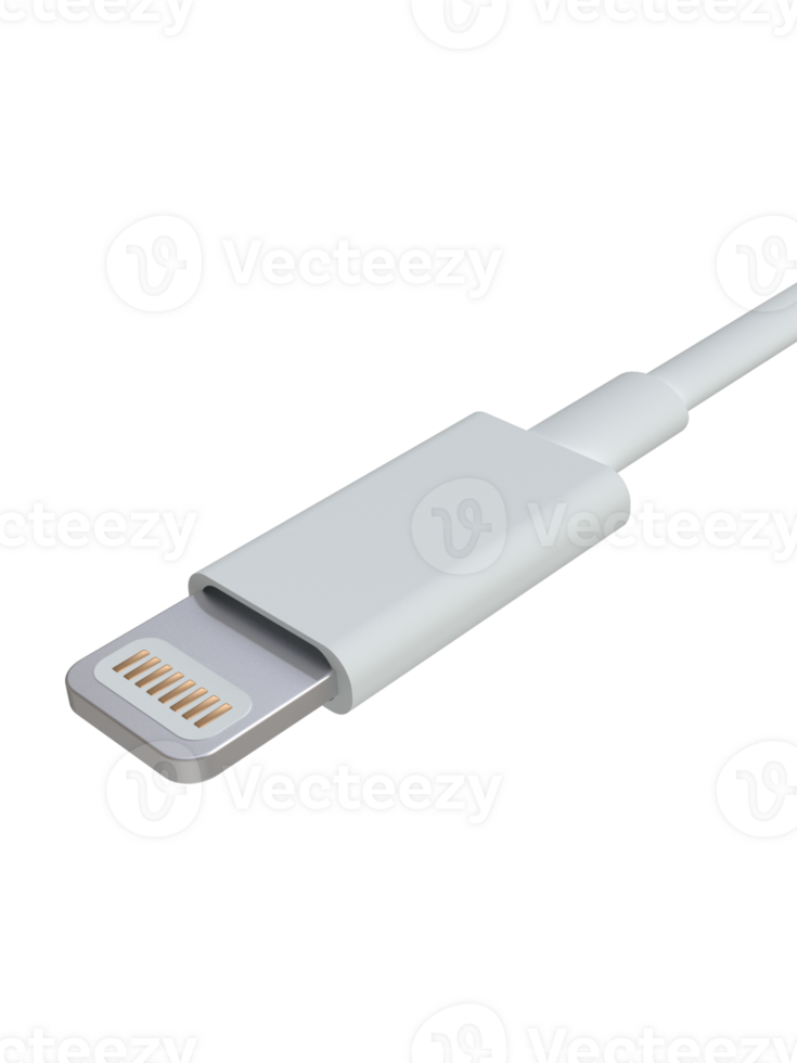 3D USB- lightning Type Cable Rendering - High-Quality Connectivity Visualization png