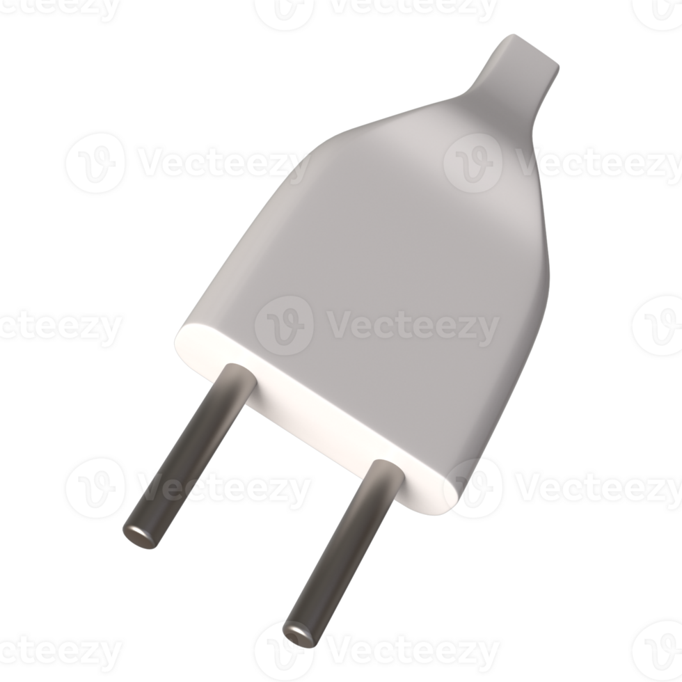 High-quality realistic 3D electric two-pin plug rendering png