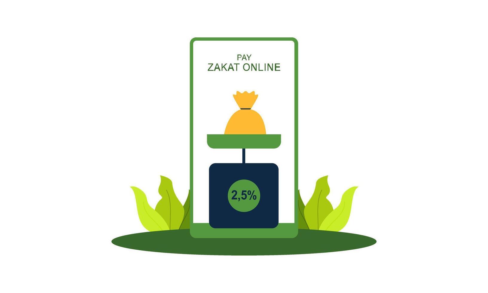 pagar zakat o en línea zakat solicitud para islámico Ramadán concepto vector
