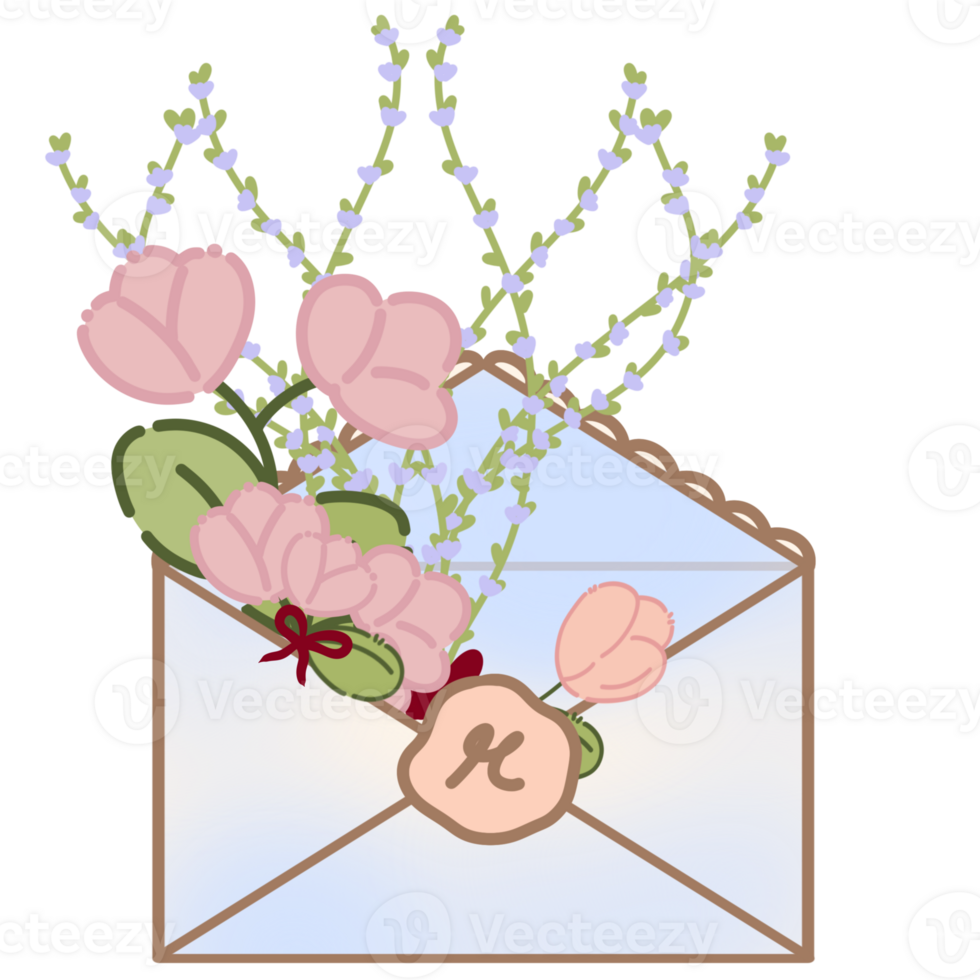 Different flower letter and card png