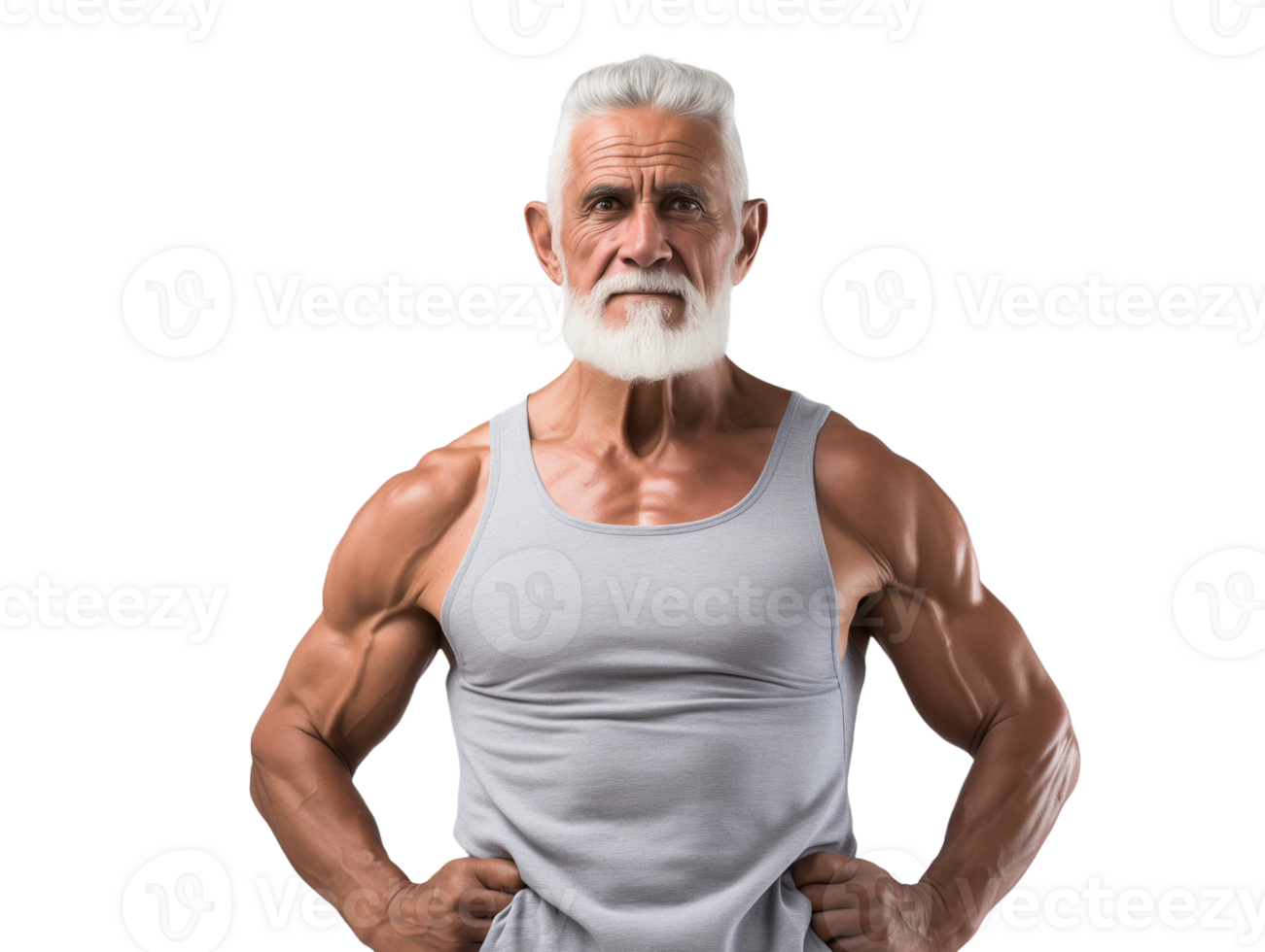 Muscular senior citizen oldman indian man png