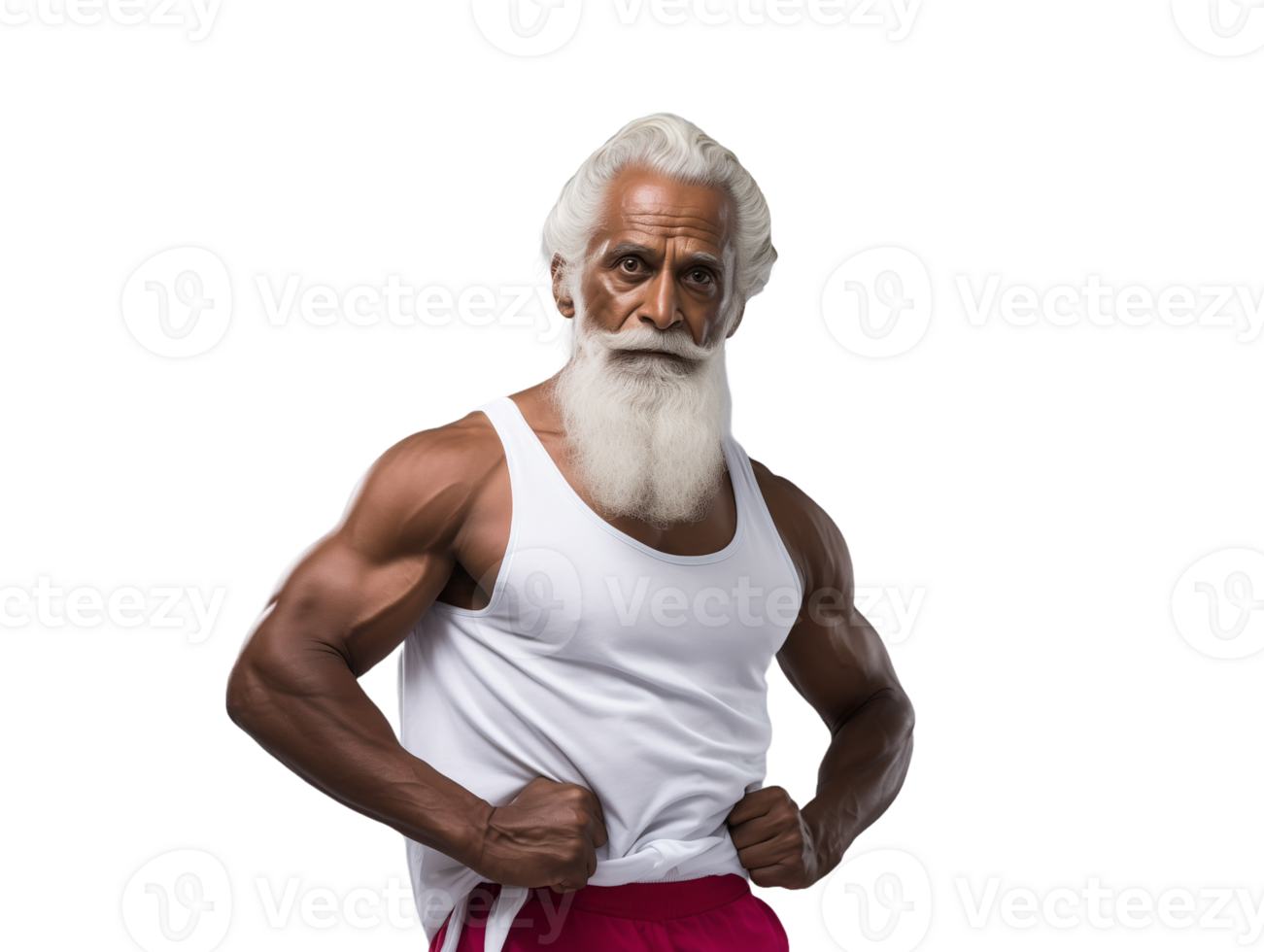 Muscular senior citizen oldman indian man png