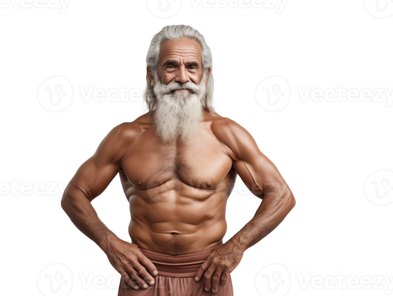 Muscular senior citizen oldman indian man png