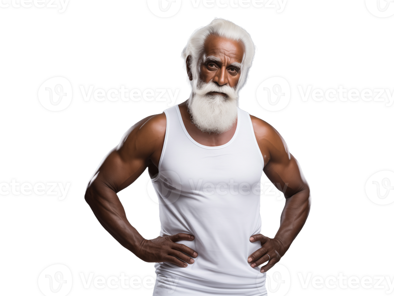 Muscular senior citizen oldman indian man png