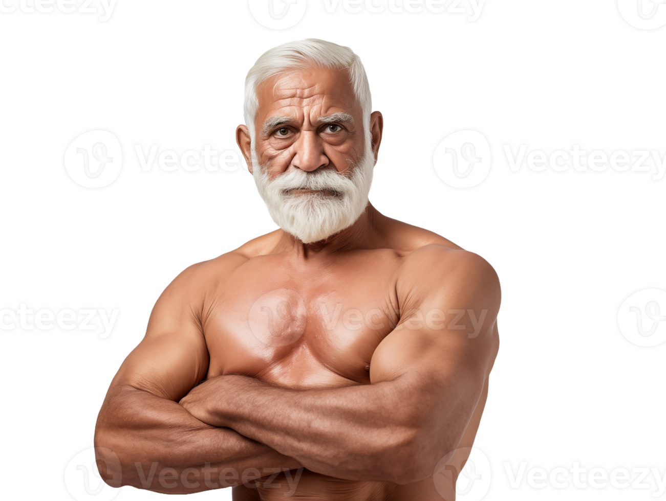 Muscular senior citizen oldman indian man png