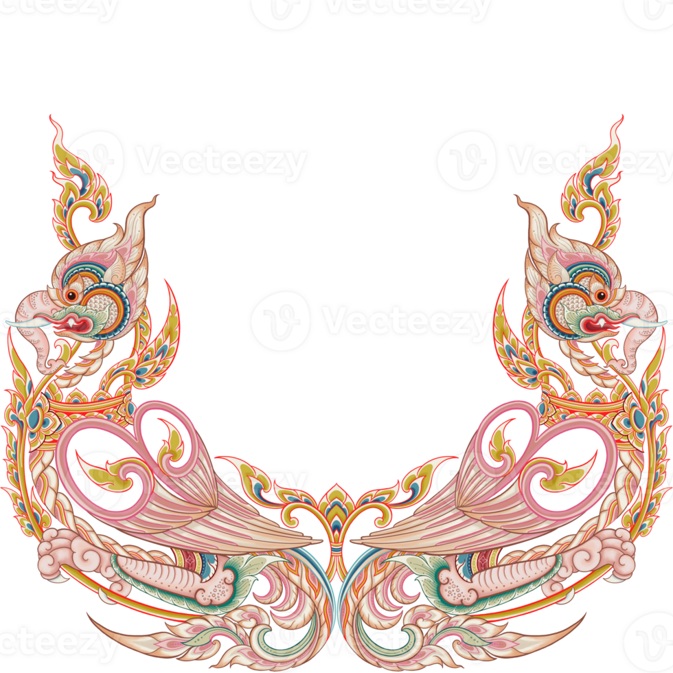 Thai Pattern of Himmapan Animals with the Body of a Bird and the Head of an Elephant for Decoration png