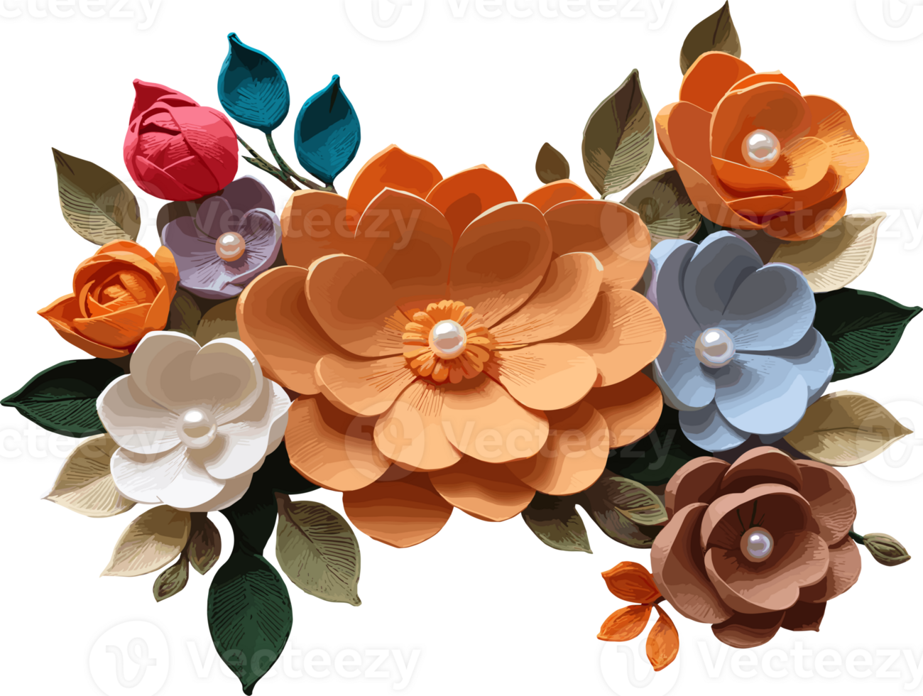 Crochet flowers, isolated floral clipart illustration for wallpaper, greeting card, mother, teacher, birthday, graduation, congratulations, wedding, gift, craft design, scrapbook, spring png