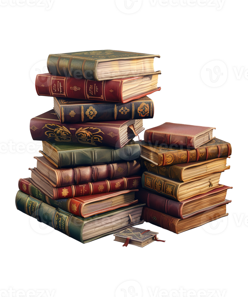 3d illustration stack of book isolated background png