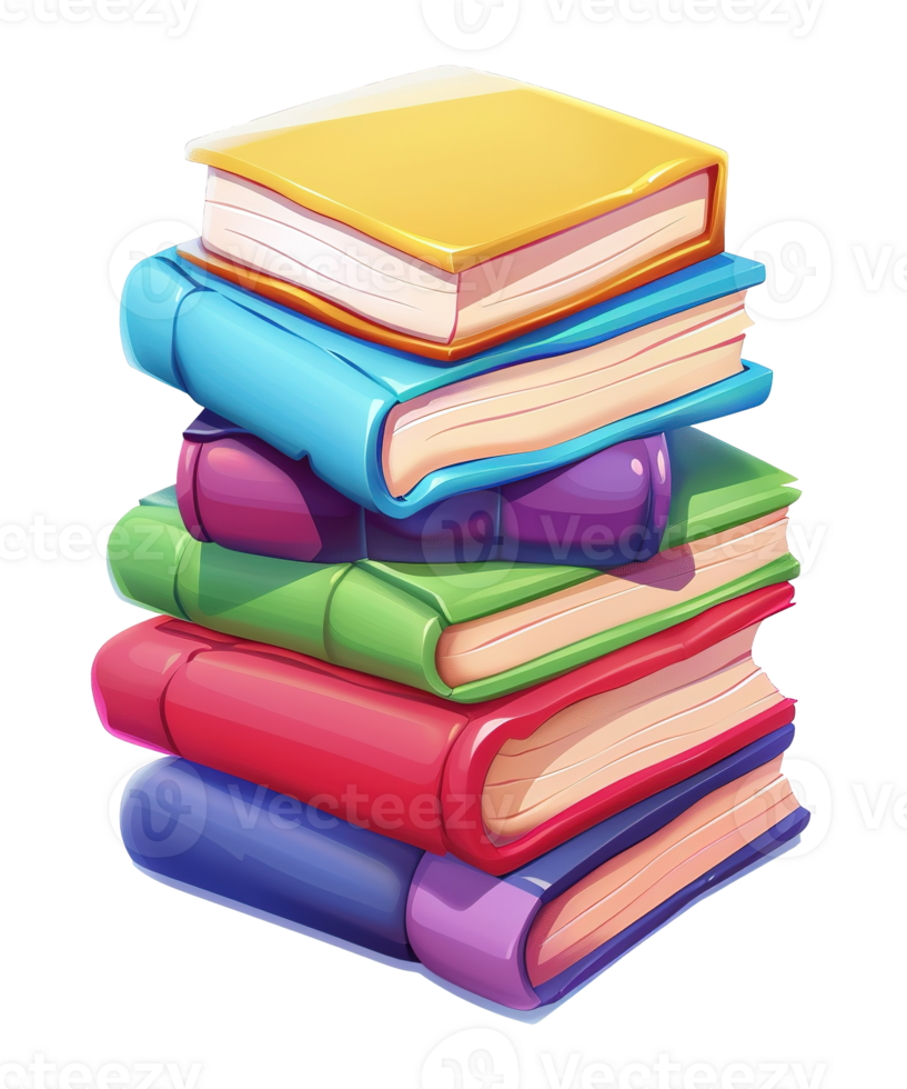3d illustration stack of book isolated background png