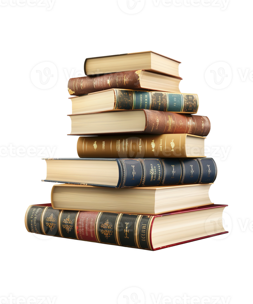 3d illustration stack of book isolated background png